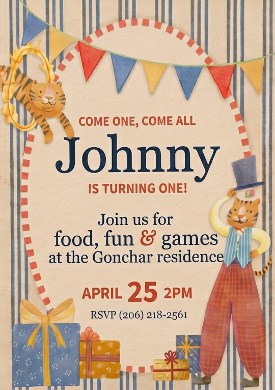 Johnny's 1st Birthday Invitation